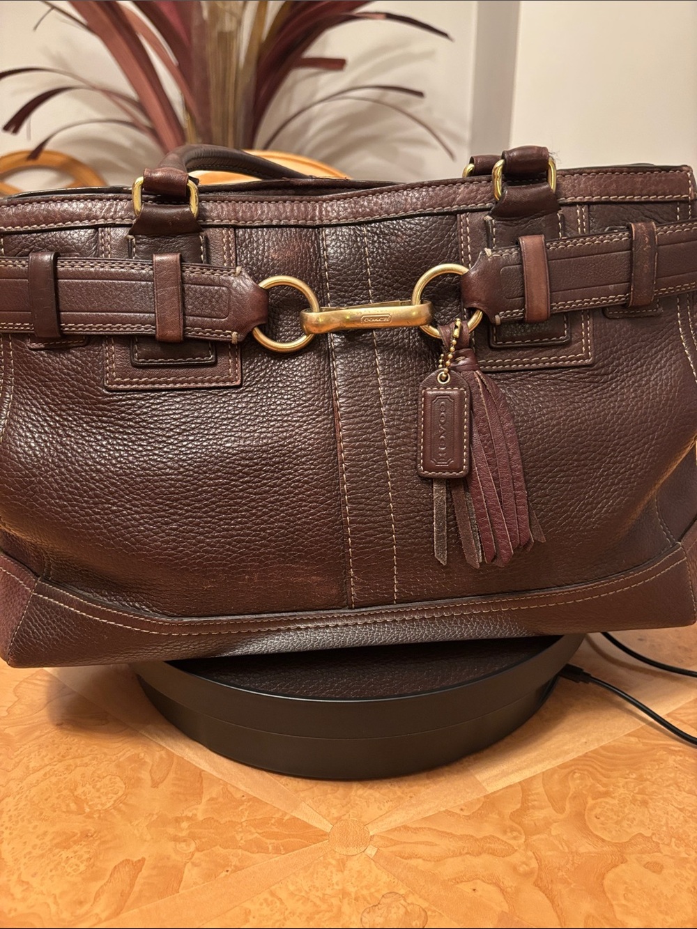 GUC Coach Brown Pebbled Leather Satchel Bag